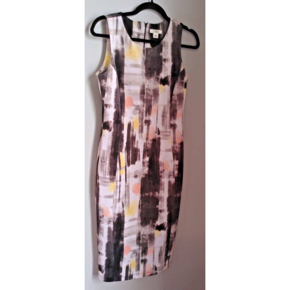 Cato Multicolored Sheath Midi Dress Scoop Neck Sleeveless